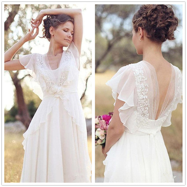 Country Boho Wedding Dress Lace Chiffon Floor Length Sweetheart Vintage Wedding Dresses Outdoor Beach Bridal Gowns Vestidos Custom Made