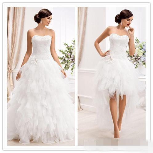 Elegant Sweetheart Ball Gown Wedding Dresses with Detachable Skirt 2 IN 1 Tulle Plus Size Tier Train Country Garden Bridal Wedding Gowns