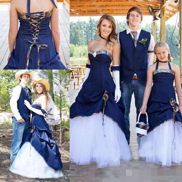 New Cowboy Camo Wedding Dresses Sweetheart Pleats Corset Back A Line Floor Length Vintage Garden Country Bridal Gowns Vestidos De Noiva 