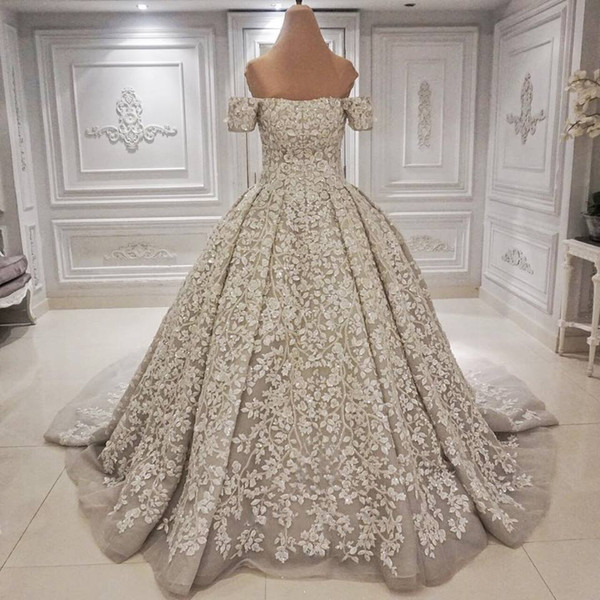 Exquisite 3D Appliques Beads Luxury Wedding Dresses Dubai Style Cap Sleeves Off Shoulder Bridal Gowns Elegant Custom Made