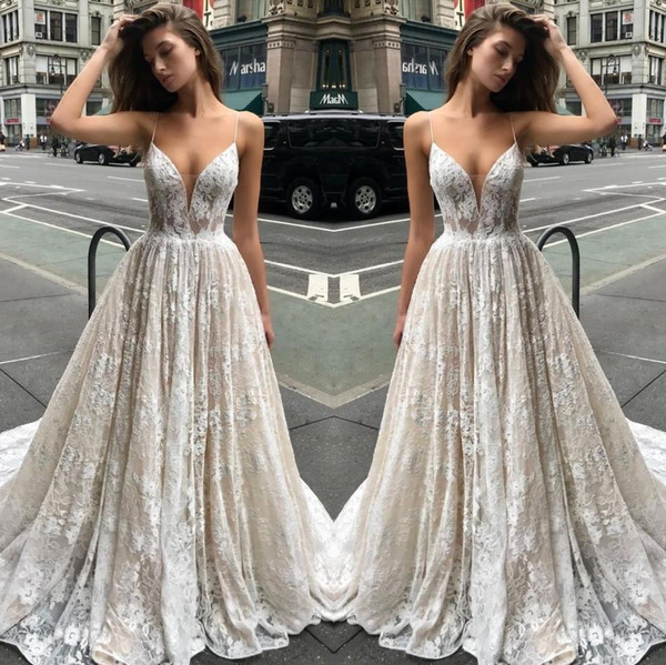 New Arrival Lace Wedding Dresses A Line Spaghetti Straps Summer Garden Bridal Gowns Cheap Plus Size