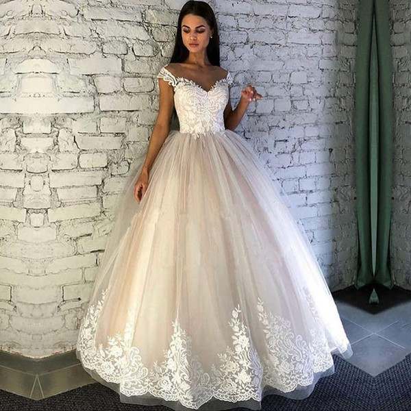 New Arrival Cheap Wedding Dresses Elegant Off Shoulders Lace Appliques Tulle Floor Length Bridal Gowns For Summer Weddings