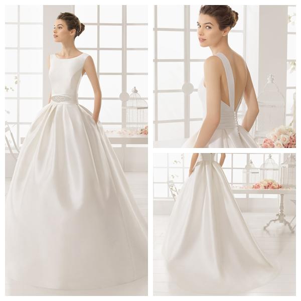 Simple Cheap Wedding Dresses Vintage Royal Satin A Line Backless Wedding Dresses Sexy Bridal Gowns DH4087