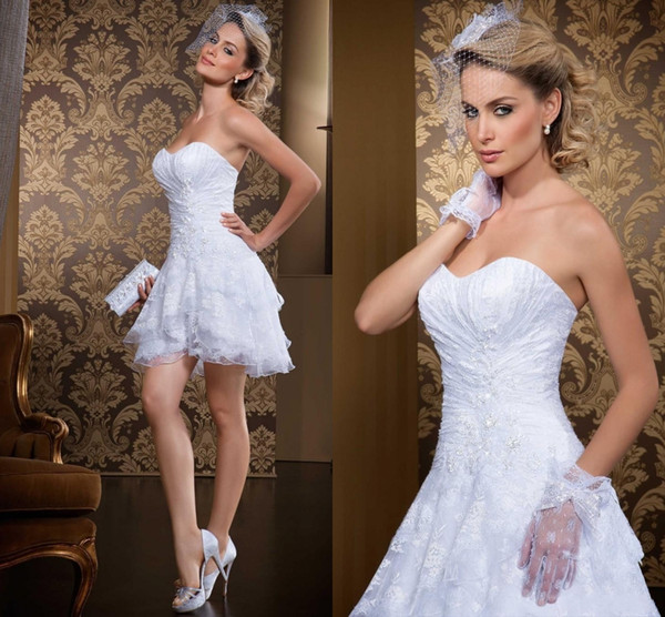 New Style 2 In 1 Wedding Dresses Vintage Sweetheart Sexy Sweetheart Vestidos De Novia Bridal Gowns With Detachable Skirt DH4004