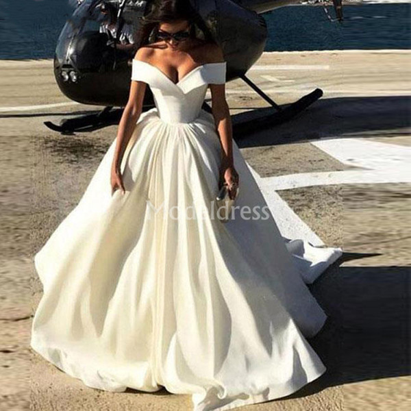 Arabric Wedding Dresses Off Shoulder Sweep Train Country Style Castle Chapel Bridal Gowns Stylish Plus Size Vestidoe De Noiva Custom