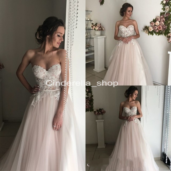 Latest Sweetheart Country Wedding Dresses Lace And Tulle Flowing Boho Bridal Gowns Long Women Beach Mariage Dresses Custom Made