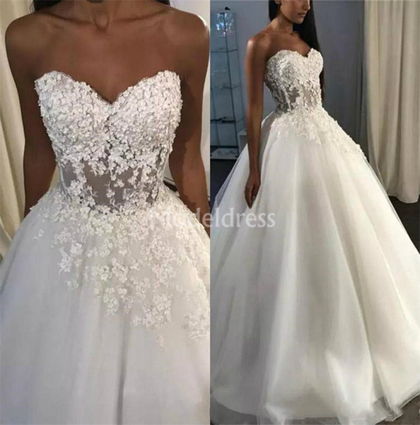 Arabric Wedding Dresses Hand Made Flower Appliques Strapless Illusion Country Style Chapel Bridal Gowns Plus Size Hot Vestidoe De Noiva