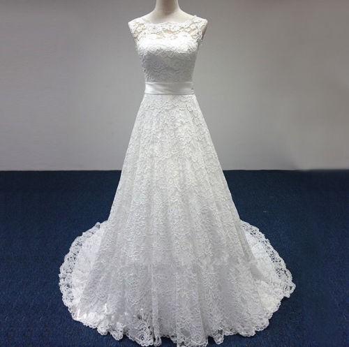 Cap Sleeves Lace A Line White Ivory Wedding Dress Court Train Wedding Gowns Lace Up