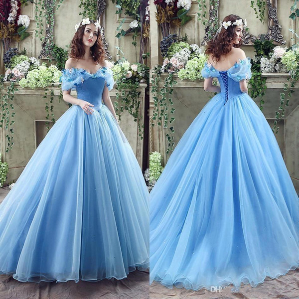 New Off the Shoulders Beaded Butterfly Wedding Dress Long Backless Cinderella Ocean Blue Bride Dresses Ball Gown Wedding Dresses