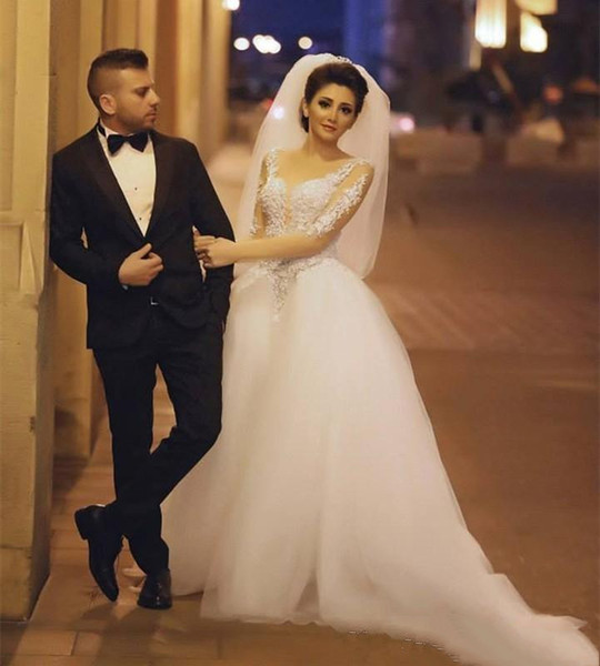 A line 3dflower beading wedding dresses 1/2long sleeves overskirt Bridal gowns fashion simple with veil wedding gowns