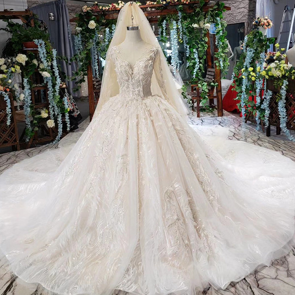 2022Latest Lebanon Wedding Dresses Long Tulle Sleeve Covered Button Long Lace Veil Illusion O Neck Applique Pattern Bridal Gowns Garden