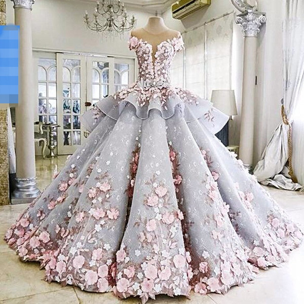 Summer Dreaming Ball Gown Wedding Dresses 3D Flora Appliques Sheer Back Jewel Neck Corset Luxury Romance Bridal Gown High Custom Real