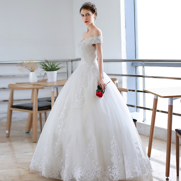 Off Shoulder Tulle Ball Gown Wedding Dresses with Appliques Boho Wedding Gowns vestidos de novia