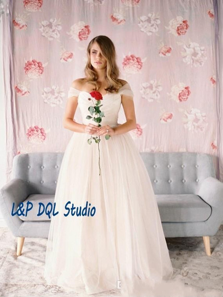 Blush Wedding Dresses High Waist pleats Tulle Sexy Long Bridal Gowns European Style Pleats Tulle Wedding Gowns Plus Size Custom Made