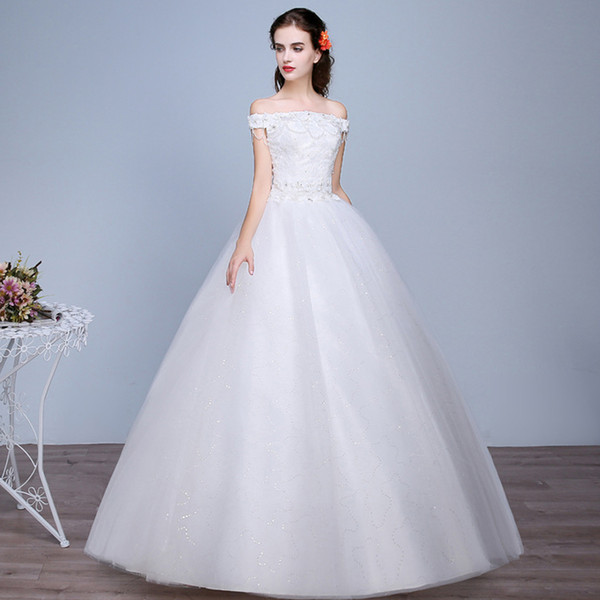 Ivory Ball Gown Wedding Dress Strapless lace-up Back Layers Tulle with Applique Sequins Bridal Gowns Cheap