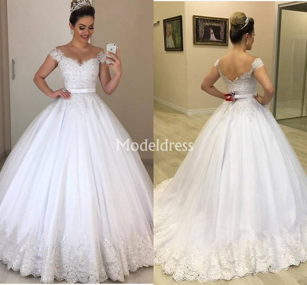 New Arrival Princess Ball Gown Lace Wedding Dresses For Bride Off Shoulder Beads Luxury Bridal Gowns Plus Size Country Vestidoe De Noiva