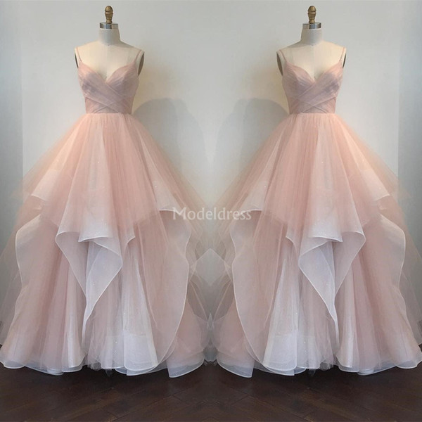 Stylish Blush Pink New Wedding Dresses V Neck Champagne White Tulle Ball Gown Gorgeous Bridal Gowns Unique Design Charming Vestidoe De Noiva