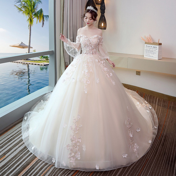 Mingli Tengda Sexy Off the Shoulder Wedding Dresses Elegant Short Sleeve Simple Backless Appliques Boat Neck Ball Gown Wedding Dress