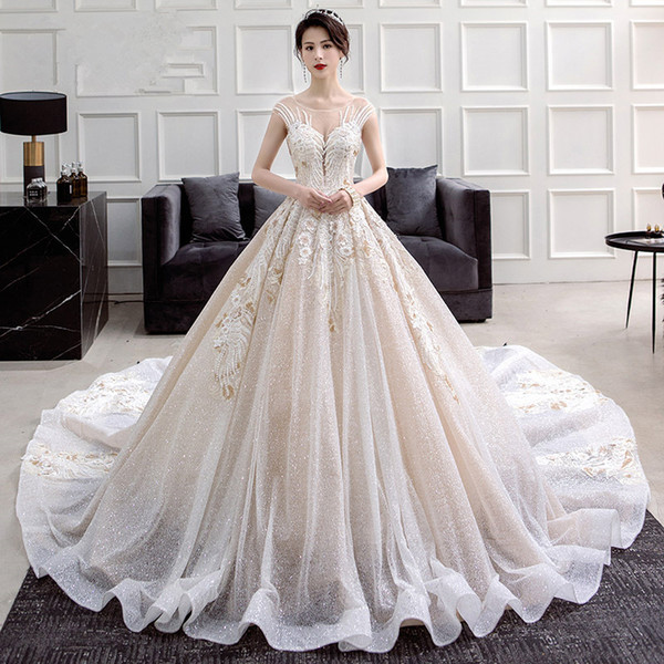 Mingli Tengda Vintage Wedding Dress 2018 New Sexy Lace Ball Gown Wedding Dresses Cathedral Train Sleeveless Bridal Gowns vestido novia