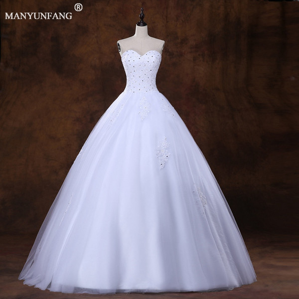 Real Pictures Beach Wedding Dresses Tulle with Lace Wedding Dress Sweetheart Neck Strapless Lace Up Back Bridal Gowns
