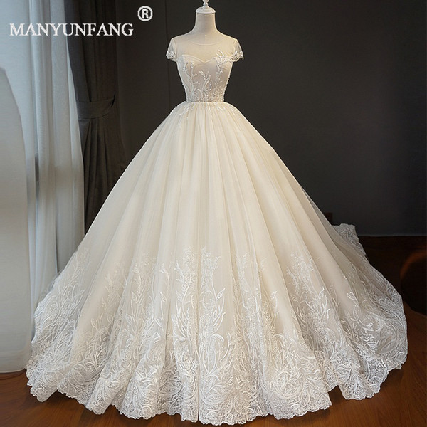 Robe De Mariee New Ivory Ball Gown Wedding Dresses With Short Sleeves Bridal Gowns Plus Size Brides Wedding Dress Wholesale