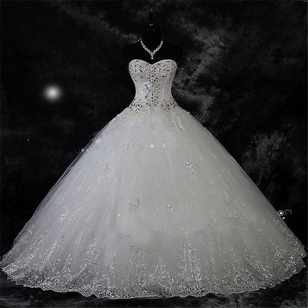 Robe De Mariage Lace Rhinestone Beaded Plus Size Ball Gown Wedding Dresses Corset Wedding Bridal Gowns Lace Up Back Vestido De Novia