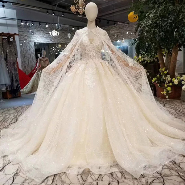 Long Cape Off The Shoulder Sweetheart Lace Up Wedding Gowns With Train Elegant Bride Dress Wedding 2022Newest Fashion Design Wedding Dress