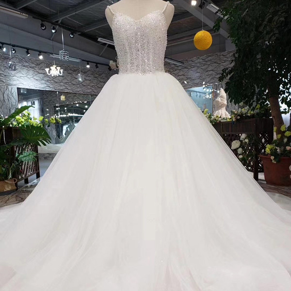 2022Latest Bohemian Wedding Gowns Sweetheart Neck Sexy Backless Lace Up Back Shining Crystal Sequins Chest Sleeveless Bridal Dresses Beach