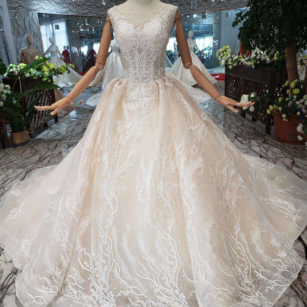 2022Newest Design Boho Wedding Dress Tulle O Neck Sleeveless Detail Applique Wedding Gowns Open Keyhole Back Sweetheart Bridal Gown Garden