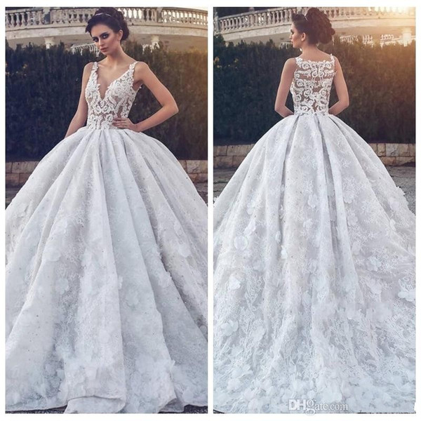 Princess Ball Gown Lace V Neck Cheap Beach Country Wedding Dresses Bridal Gowns abiti da sposa Milla Nova Wedding Gowns