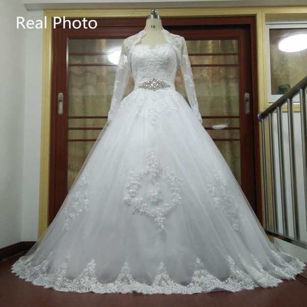 Vintage Sweetheart Lace Tulle Ball Gown Wedding Dress With Handmade Appliques Lace Up Wedding Gowns with Wrap