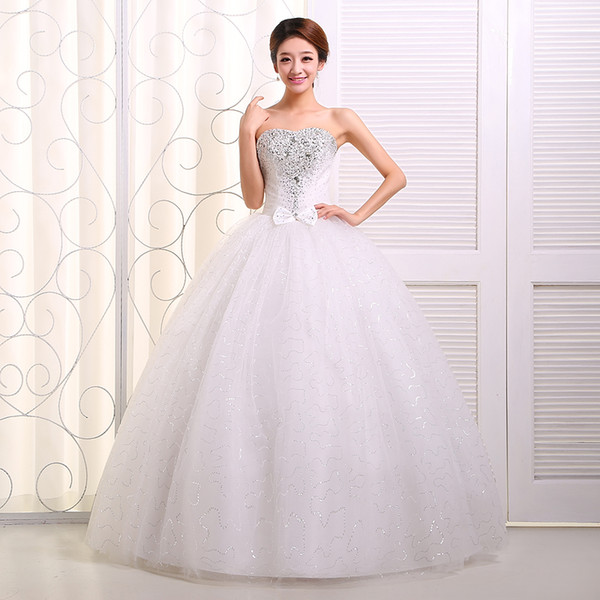 Beaded Crystal Tulle Ball Gown Wedding Dress with Sweetheart Neckline In Stock Red White Wedding Gowns suknie slubne