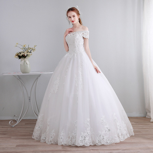 Tulle Off Shoulder Ball Gown Wedding Dresses with Lace Appliques Lace Up Bridal Dress Gowns suknia slubna