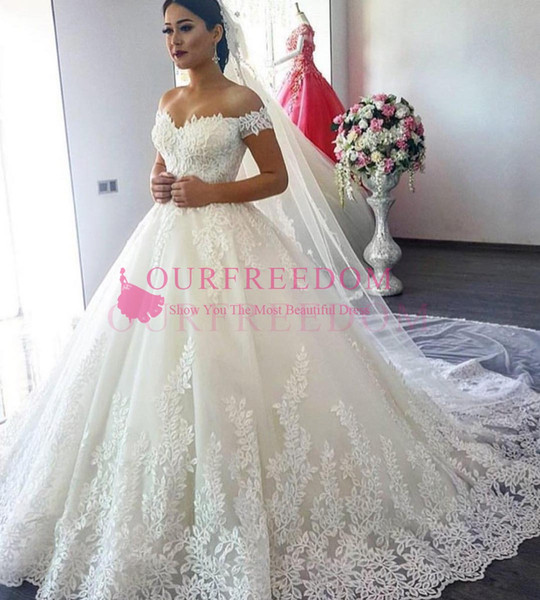 Vestido de Noiva Off Shoulder Princess Wedding Dresses Appliques Lace Sweetheat Puffy Ball Gown Bridal Dress Robe De Mariee