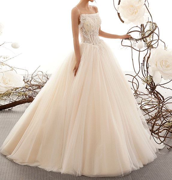 Fairy Ball Gown Wedding Dress New Arrival Pleats Tulle with Floral Applique Embroidery Long Wedding Dresses