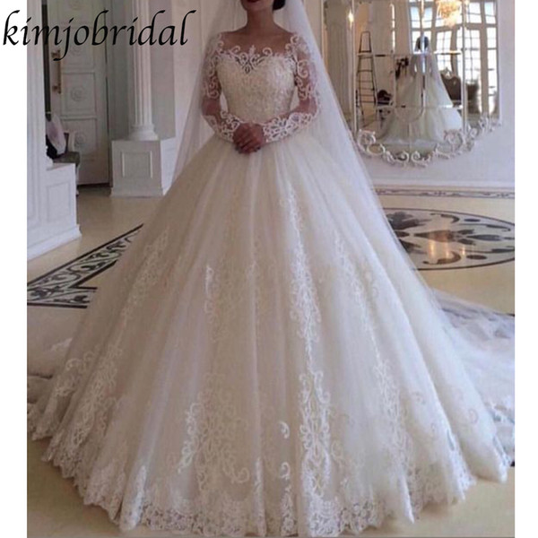 Lace Wedding Dresses Sweetheart Neckline Ball Gown Puffy Tulle Court Train Bridal Dresses Gowns Vestidos de Noiva