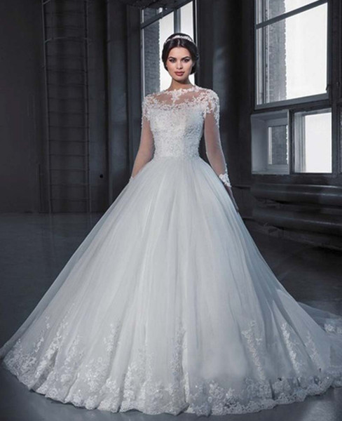 Mingli Tengda Sexy Plus Size Wedding Dress Appliques Lace Ball Gown Wedding Dresses Elegant Sweep Train Bridal Gowns vestido de novia 