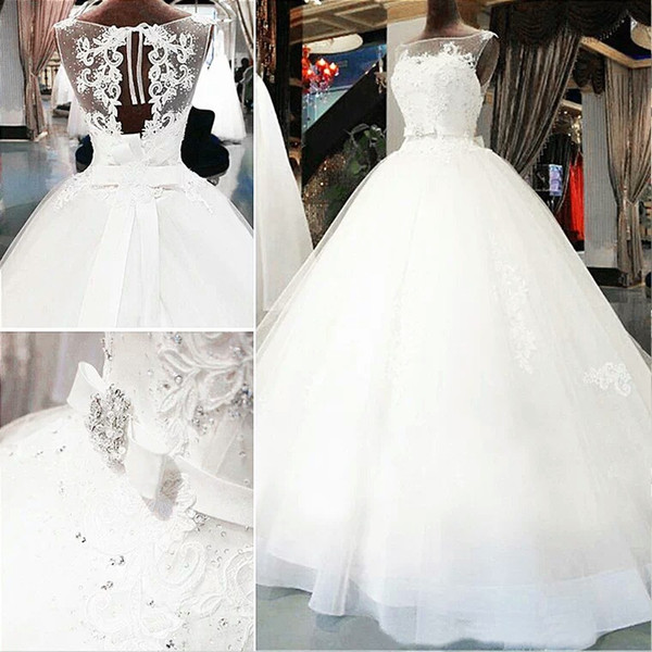 Mingli Tengda Sexy Ball Gown Wedding Dresses Appliques Lace Wedding Gowns Vintage Sleeveless Bridal Dresses vestido de noiva