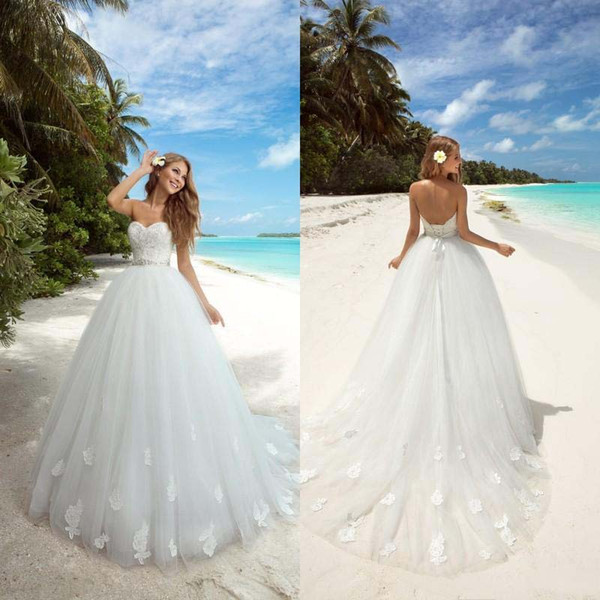 2017 Elegant Ball Gown Wedding Dresses Strapless Sequins Lace Vestidos De Noiva Backless Off the Shoulder BA-Line each Bridal Gowns