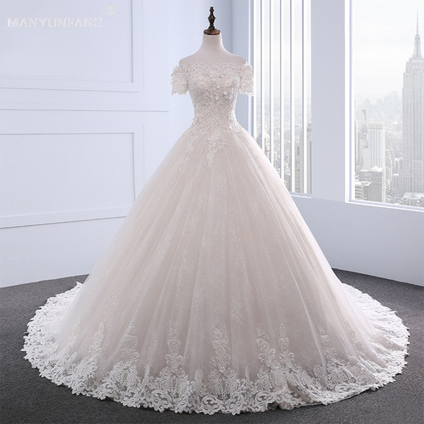 2018 Short Sleeves Bohemian Beach Luxury Wedding Dresses Sheer Lace Appliques Floor Length Tulle Plus Size Custom Made Boho Bridal Gowns