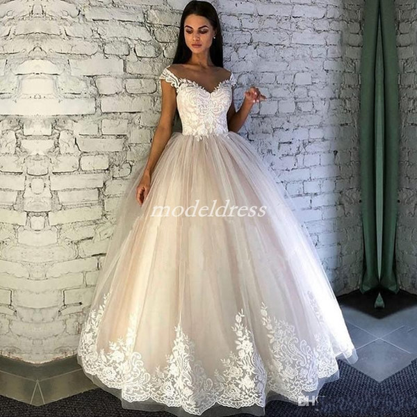 Arabic Princess Ball Gown Wedding Dresses Off Shoulder Appliques Chapel Garden Country Bridal Gowns vesitdo de novia Plus Size Cheap 