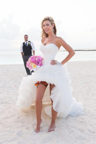 Beach wedding dresses organza sweetheart high low sexy bridal wedding gowns cheap summer wedding dress