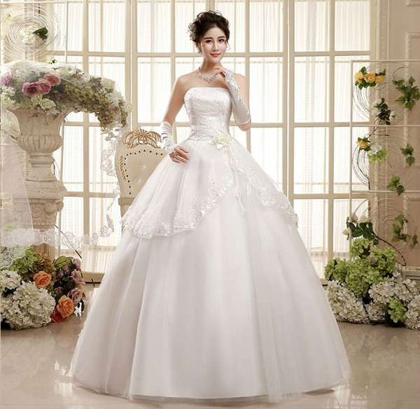 Shanghai Story factory price Strapless Wedding Dress Lace wedding dresses Vestido de Noiva Casamento customize size ok HS055