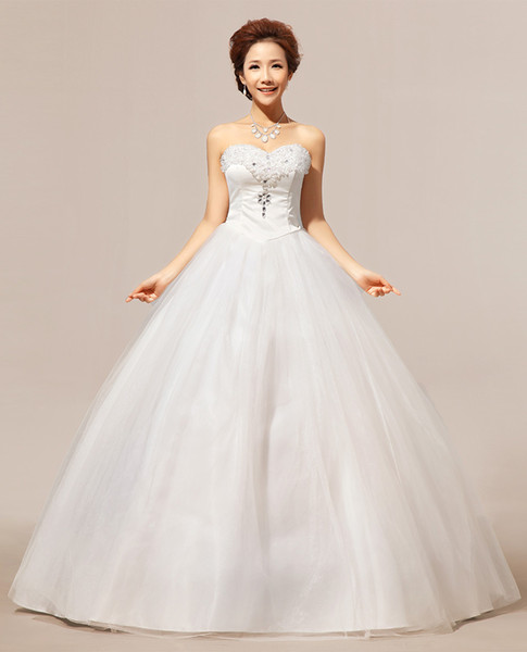 Shanghai Story Real Photo Crystal Strapless Wedding Dresses White Cheap Prince Bride Gowns Frock