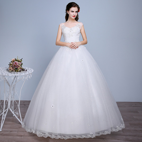 Shanghai Story Round Neck Sexy Wedding Dress Plus Size Bride Ball Gown Wedding Dress Lace wedding gowns vestido de novia