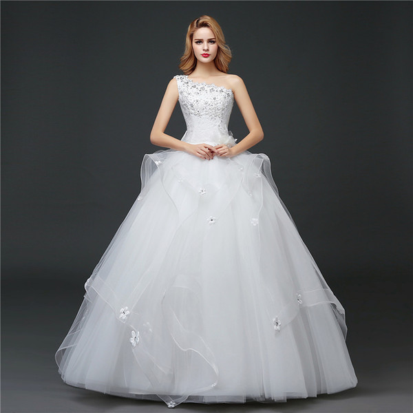 Shanghai Story One Shoulder Princess Wedding Dress With Bow For Bridal 2016