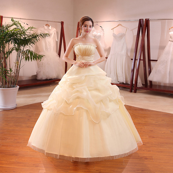 Shanghai Story Scalloped Neckline Ruffle Oace Up Embroidery Wedding Dress