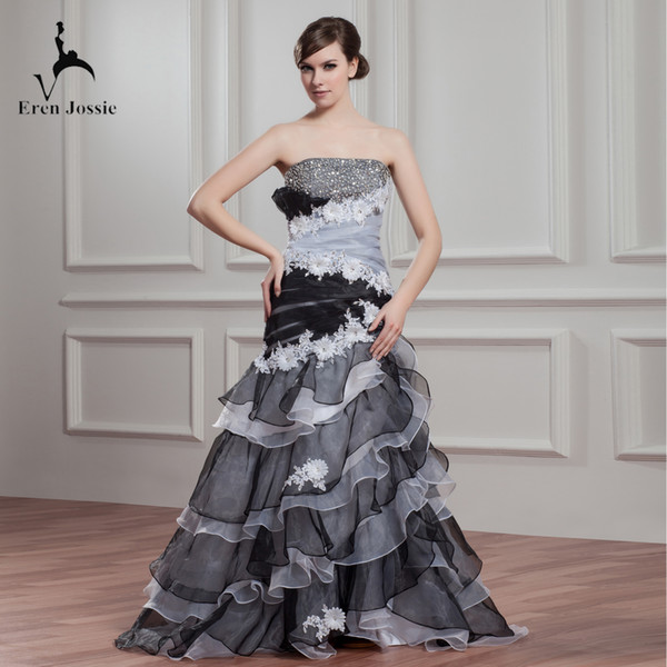 Eren Jossie Latest Fashion Royal Princess Wedding Dresses Ruffled Organza Strapless Luxury Bride Dress With Hand Made Flower