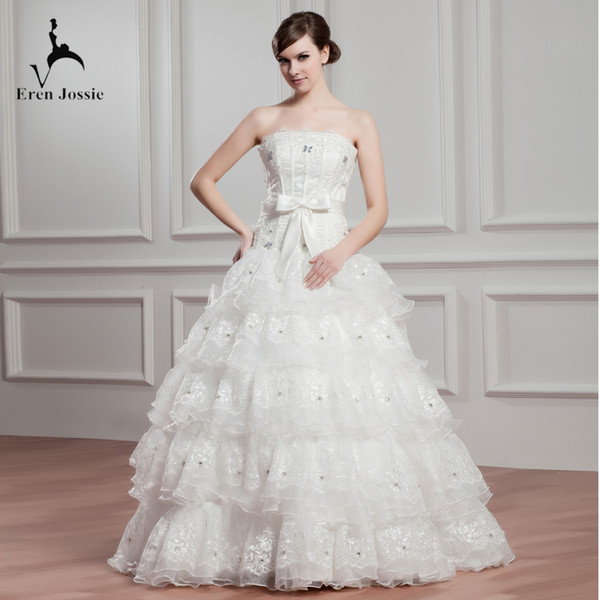 Eren Jossie Fashion Brand Off the Shoulder Luxury Bridal Gowns Floor Length Ivory Organza Dress 