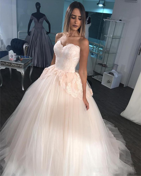 ZYLLGF High Quality Ball Gown Wedding Dresses Bridal Gowns Sweetheart Puffy Lace Top Tulle Skirt Vestido De Novia Robe De Mariee